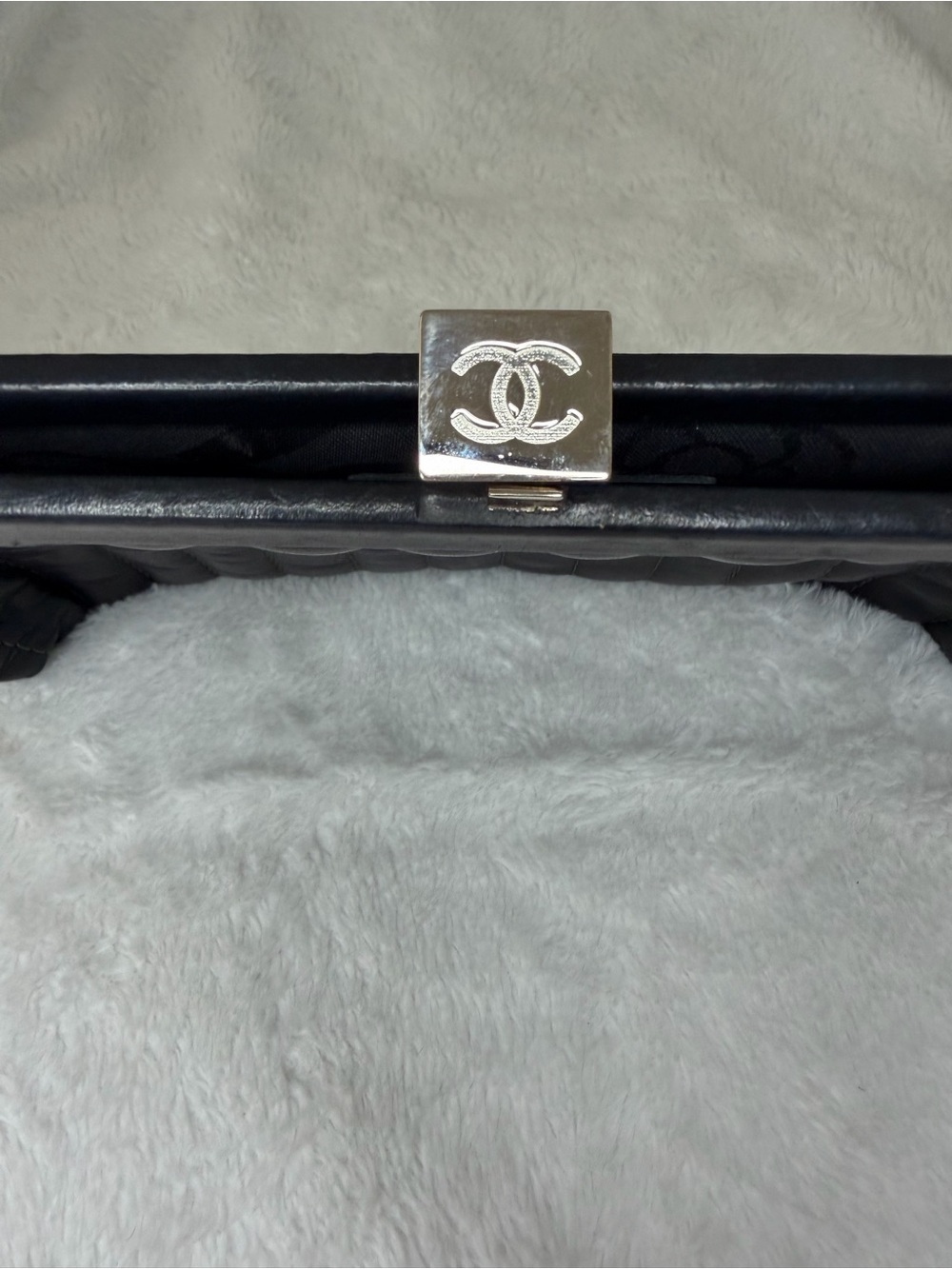 CHANEL Black Quilted Leather Wristlet Clutch - Picture 2 of 5